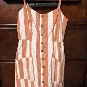 Forever 21 Tan and White Striped Dress
